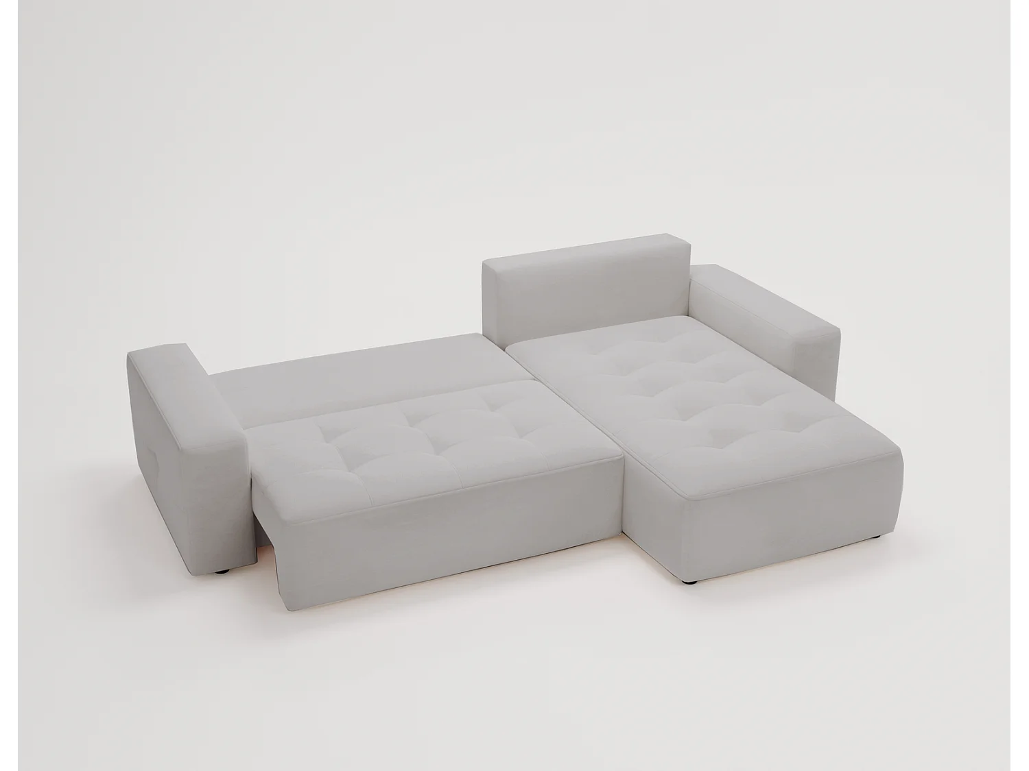 Canapé d'angle convertible 4 places en tissu gris clair EMPORIUS
