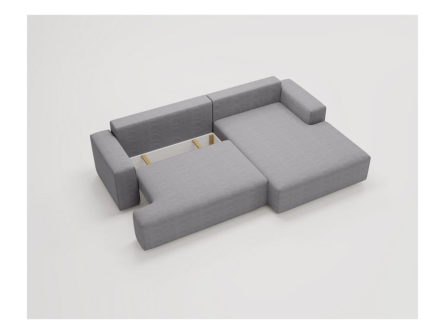 Emporius Boston Hoekbank L-Vorm - bank met slaapfunctie et bedlade - slaapbank 270 cm, rechts, grijs (Memphis 18)