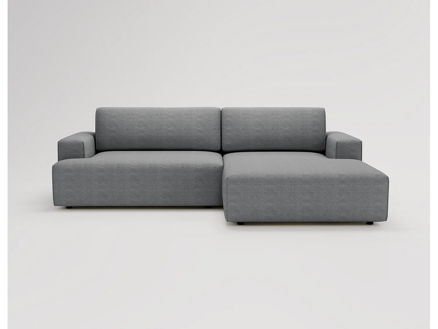 Canapé d'angle convertible Boston, canapé-lit 270 cm avec coffre de rangement, 4 places, droit, gris