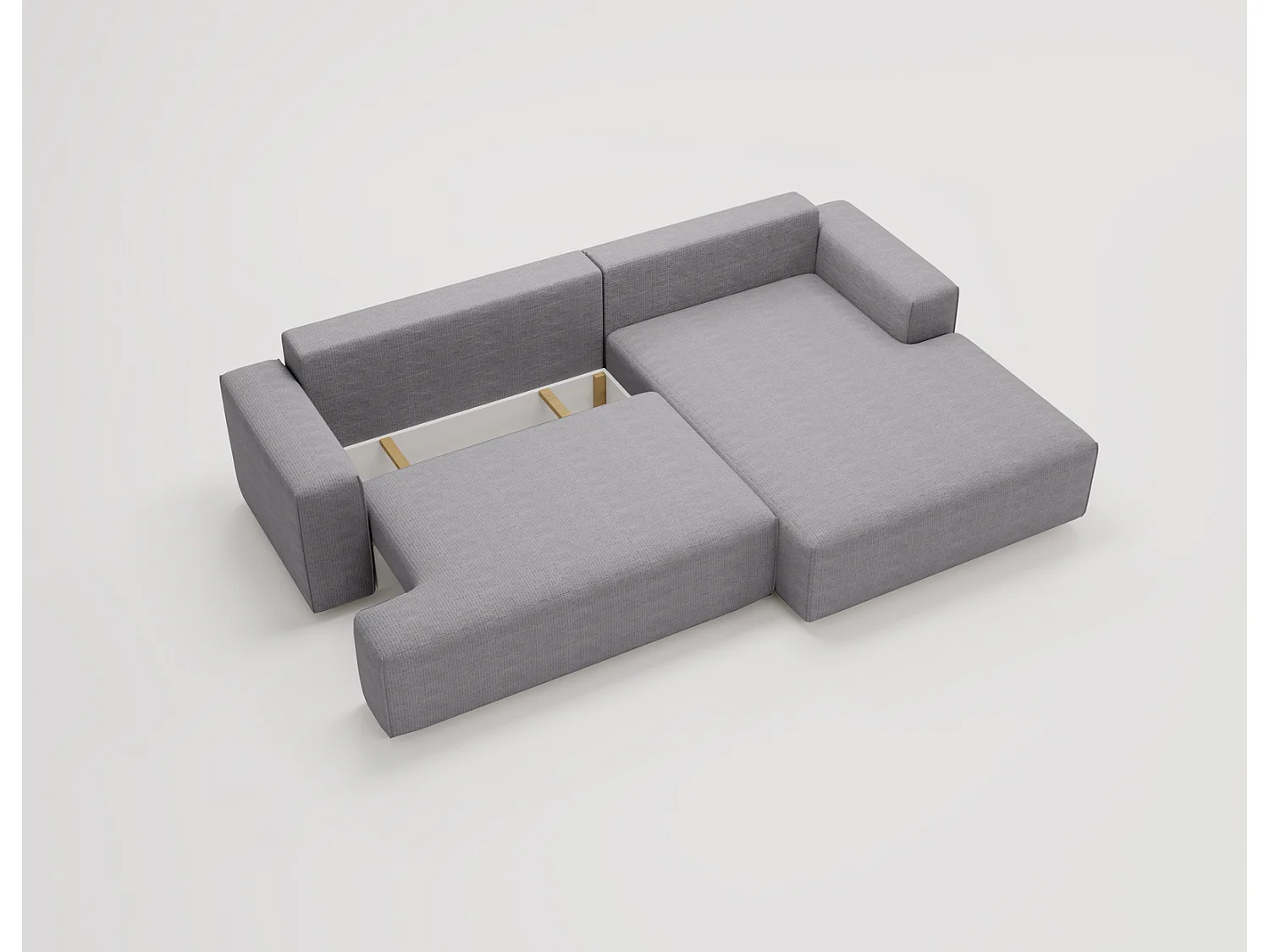 Canapé d'angle convertible Boston, canapé-lit 270 cm avec coffre de rangement, 4 places, droit, gris