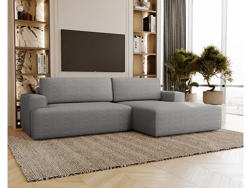 Emporius Boston L Ecksofa 270 cm mit Bettkasten und Schlaffunktion - Schlafsofa, Modern, Eckcouch, Rechts - Grau (Memphis 18)