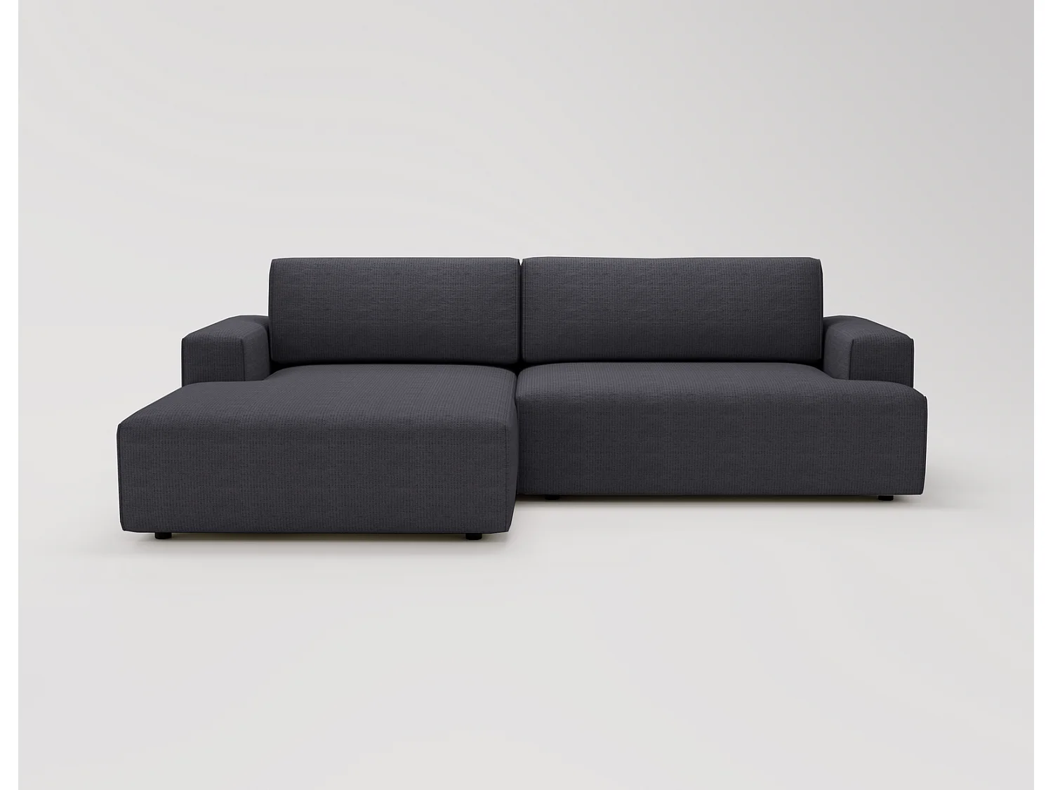 Canapé d'angle convertible Boston, canapé-lit 270 cm avec coffre de rangement, 4 places, gauche, noir