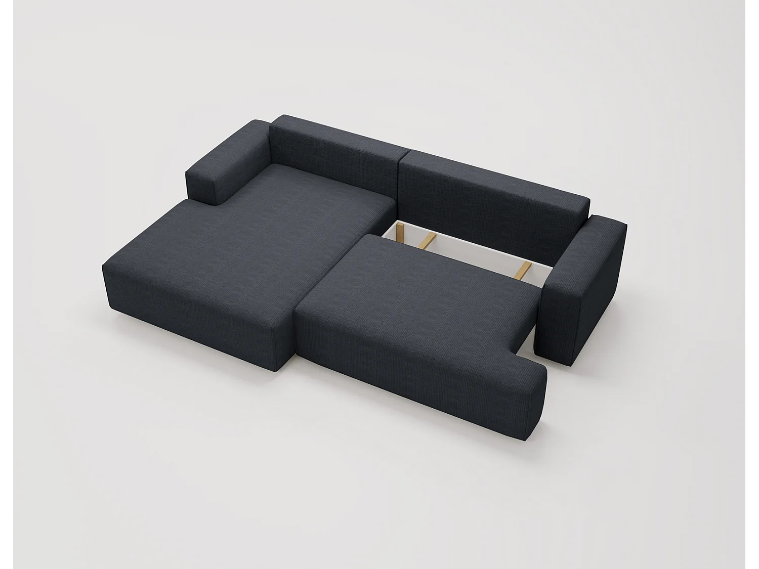Canapé d'angle convertible Boston, canapé-lit 270 cm avec coffre de rangement, 4 places, gauche, noir