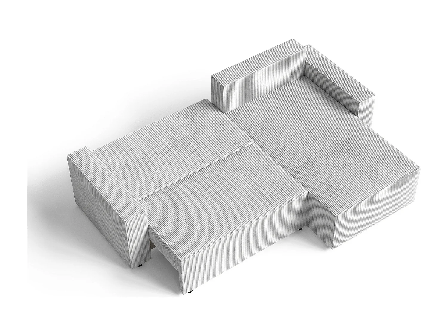 Emporius Lugo Hoekbank 250 cm - L-Vorm, sofa met slaapfunctie, rechts, ribfluweel Lichtgrijs (LincolnD 84)