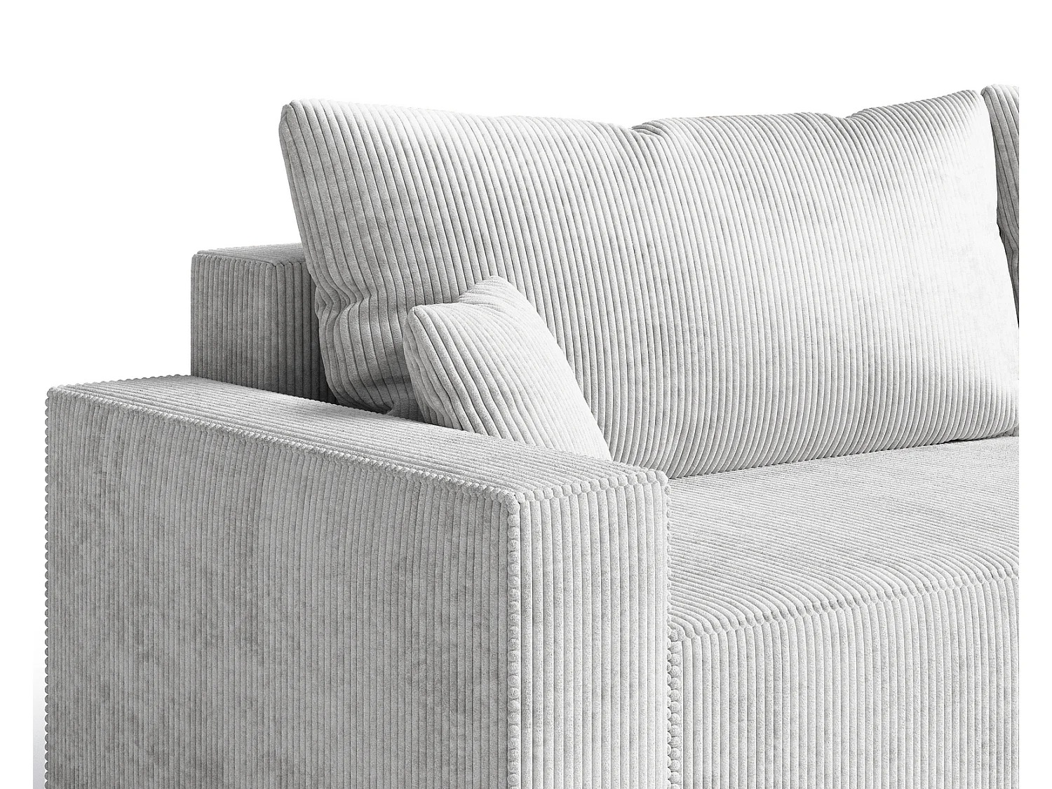 Hoekbank met slaapfunctie Lugo 250 cm, L-vorm, sofa, rechts, ribfluweel lichtgrijs