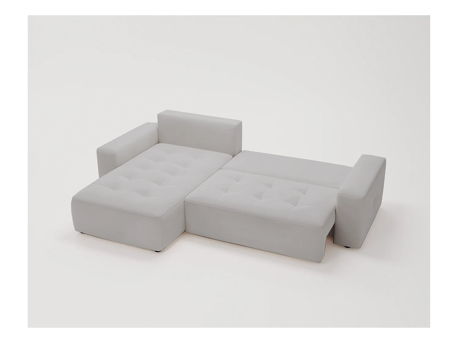 Emporius Nevada Canapé d'angle avec Rangement, Convertible - Tissu Velours, Canapé d'angle 250 cm, 4 Places - Gauche, Gris clair (Trinity 14)