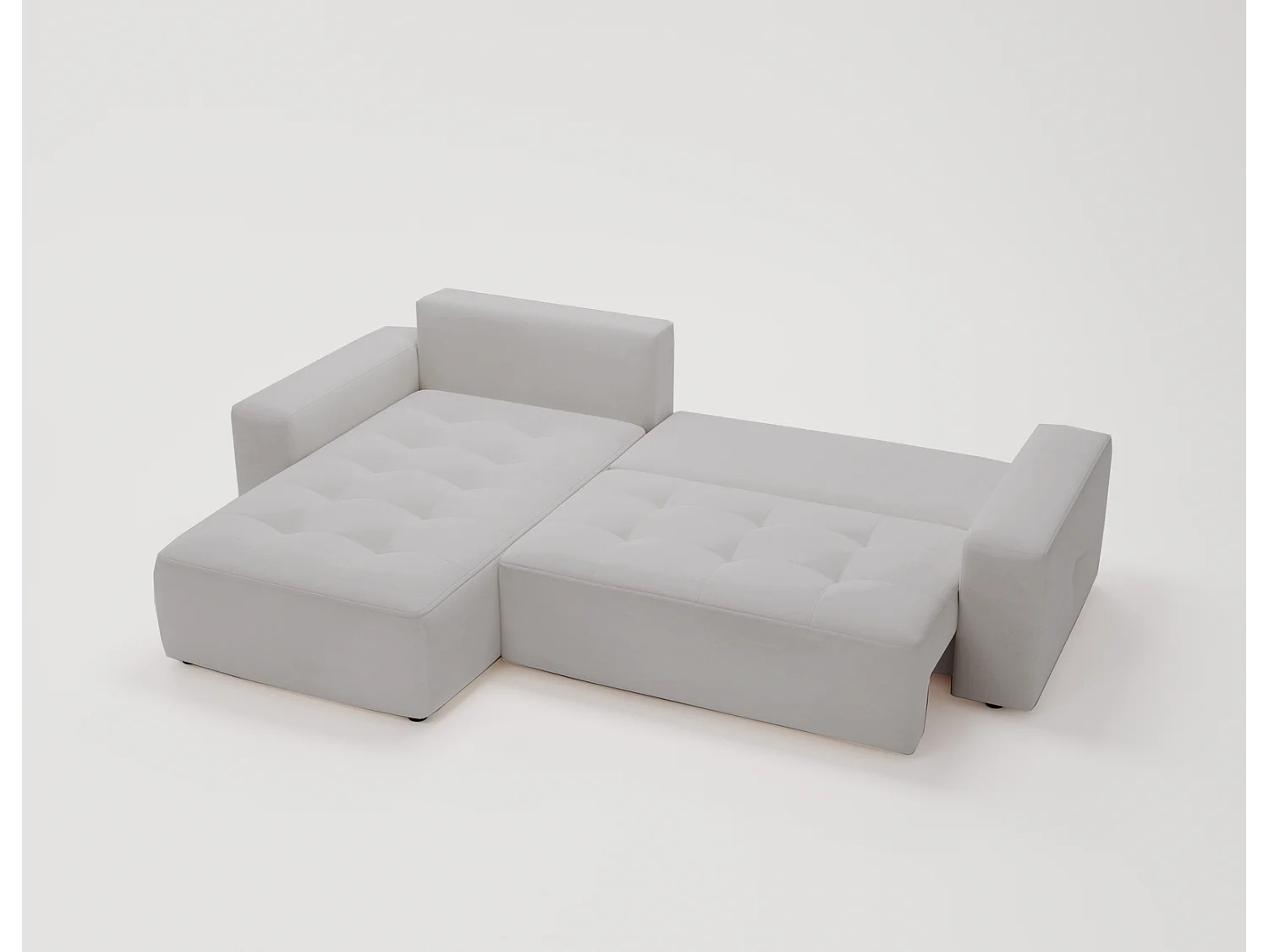 Emporius Nevada Hoekbank 250 cm met slaapfunctie et bedlade, links, fluweel lichtgrijs (Trinity 14)