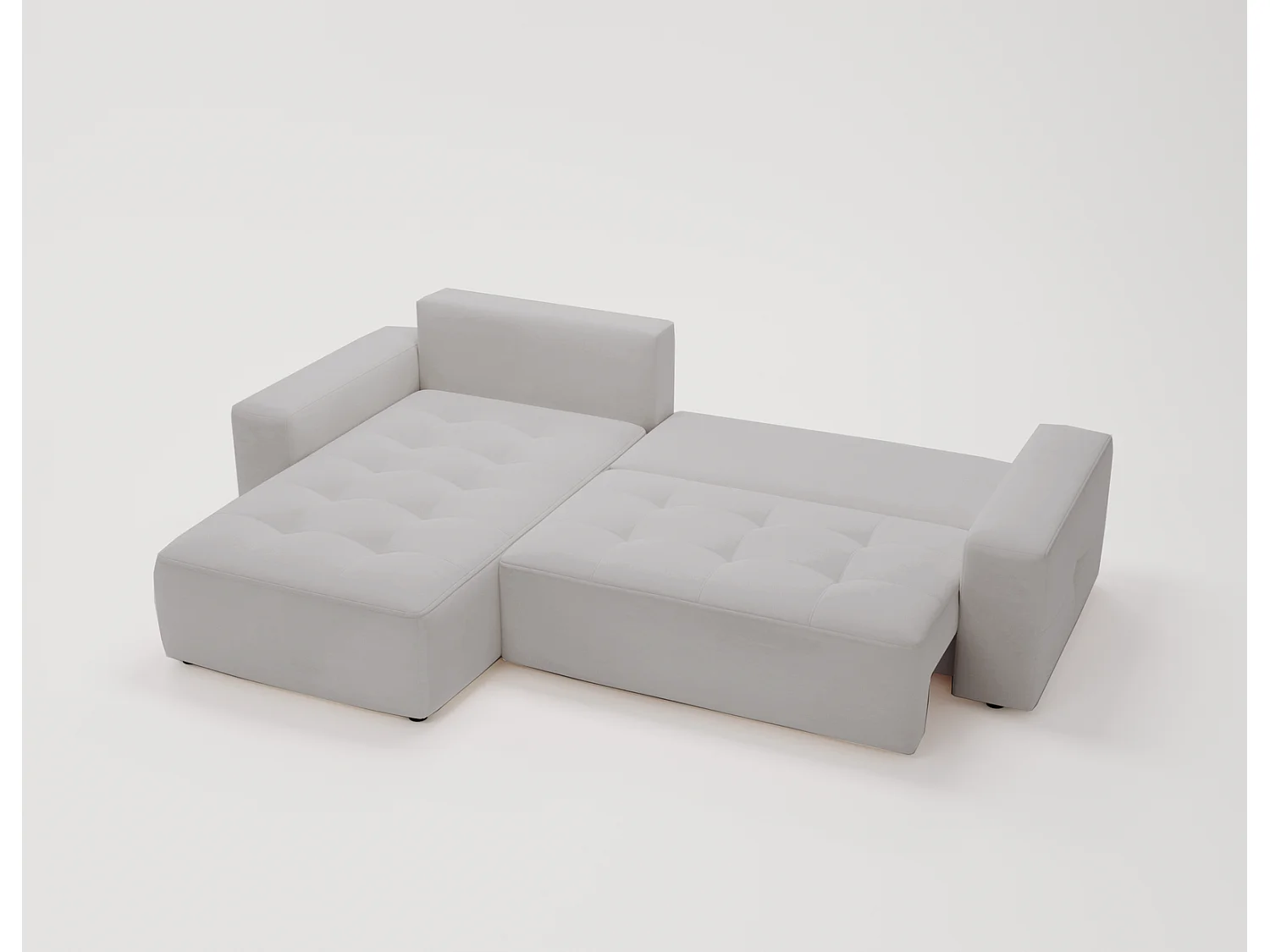 Canapé d'angle convertible 4 places en tissu gris clair NEVADA