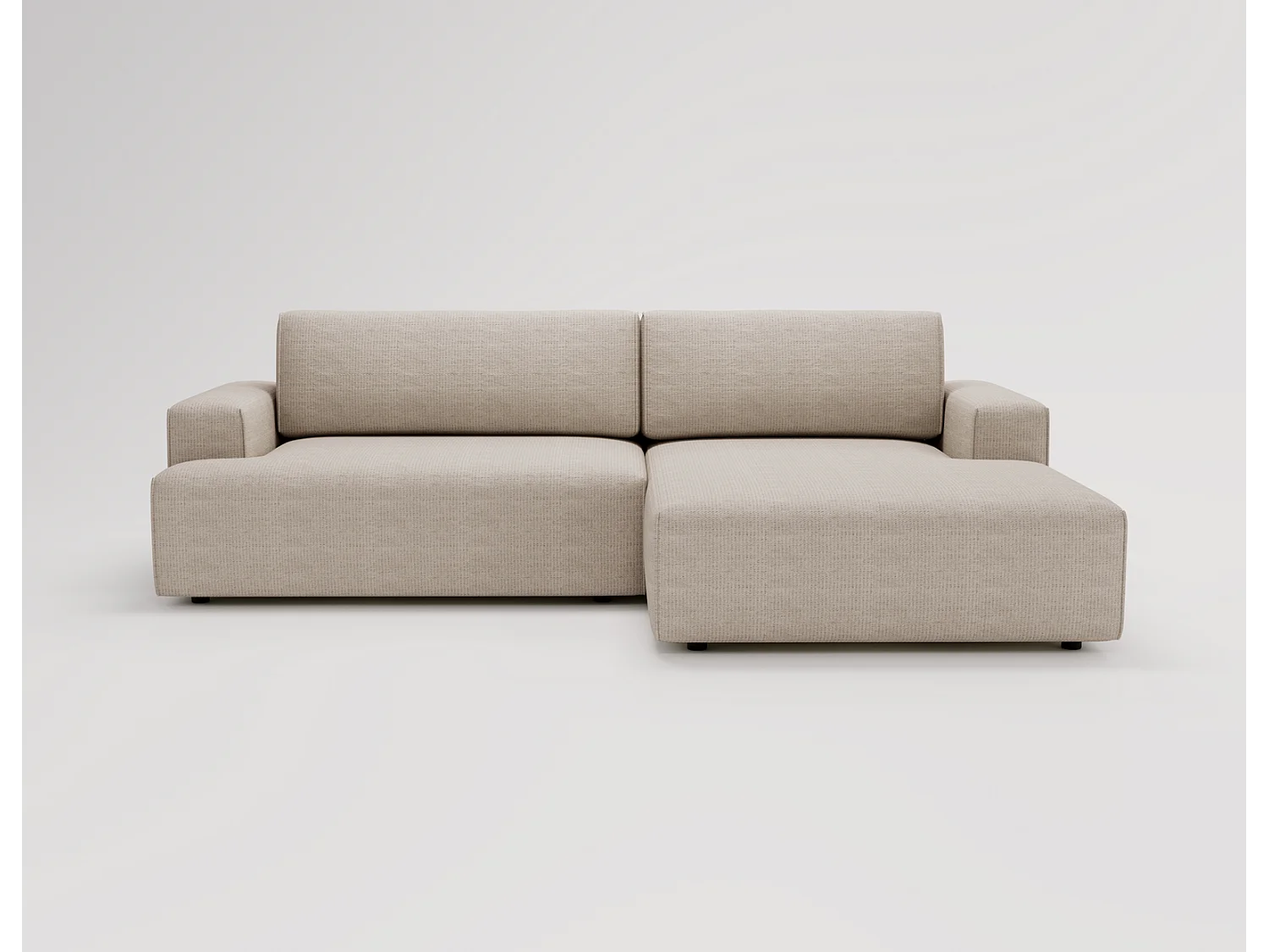 Emporius Boston Hoekbank L-Vorm - bank met slaapfunctie et bedlade - slaapbank 270 cm, rechts, beige (Memphis 3)