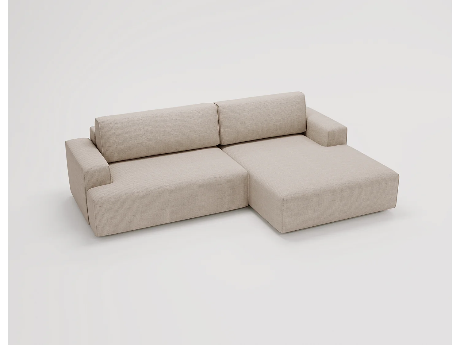 Emporius Boston Hoekbank L-Vorm - bank met slaapfunctie et bedlade - slaapbank 270 cm, rechts, beige (Memphis 3)