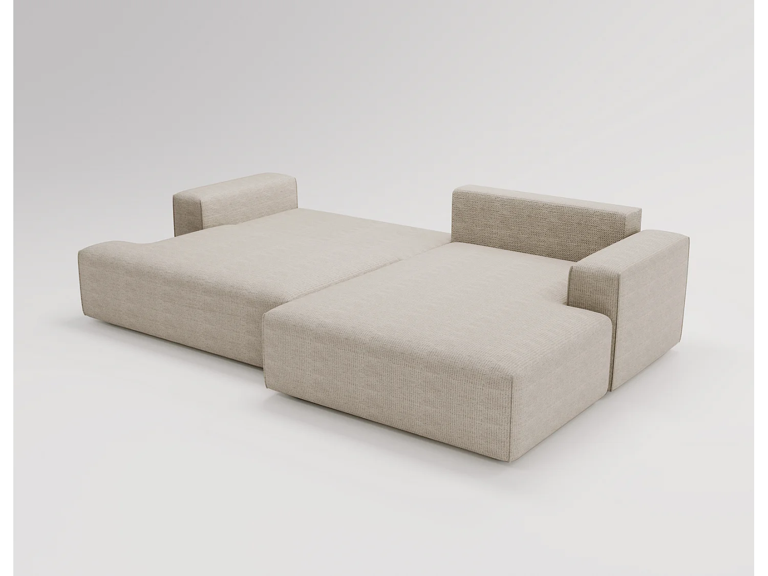 Emporius Boston Hoekbank L-Vorm - bank met slaapfunctie et bedlade - slaapbank 270 cm, rechts, beige (Memphis 3)