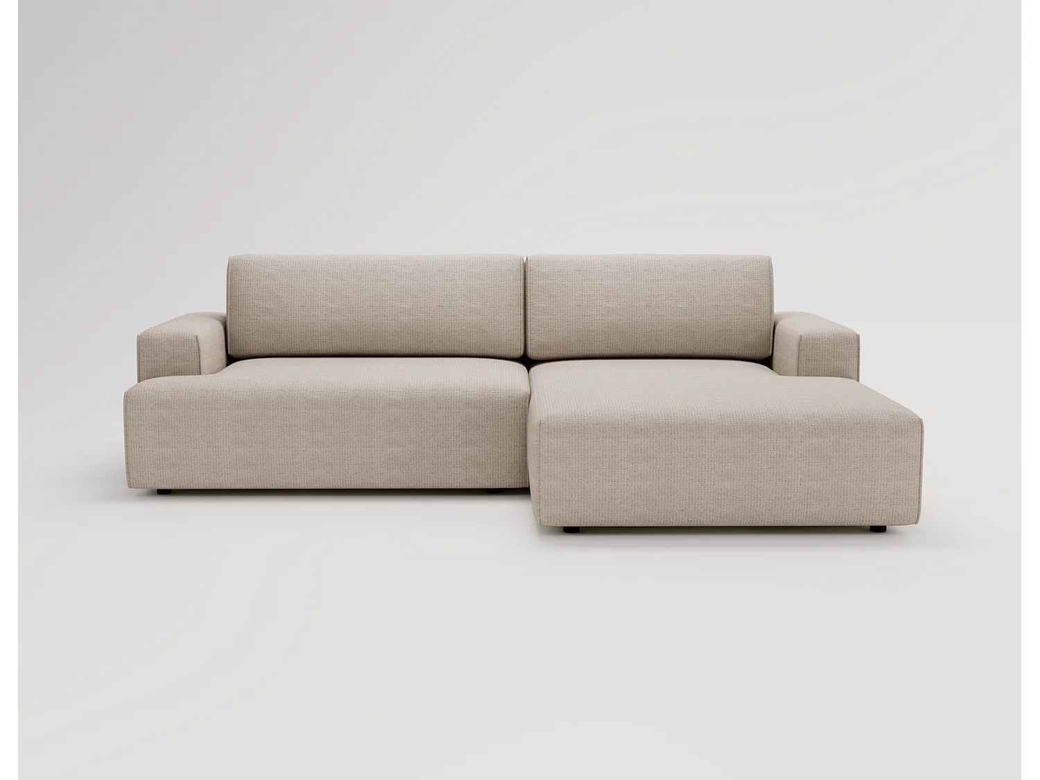 Canapé d'angle convertible Boston, canapé-lit 270 cm avec coffre de rangement, 4 places, droit, beige