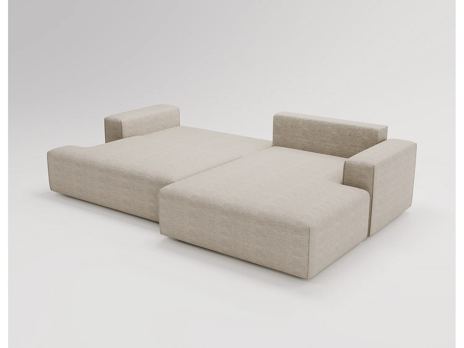 Canapé d'angle convertible Boston, canapé-lit 270 cm avec coffre de rangement, 4 places, droit, beige