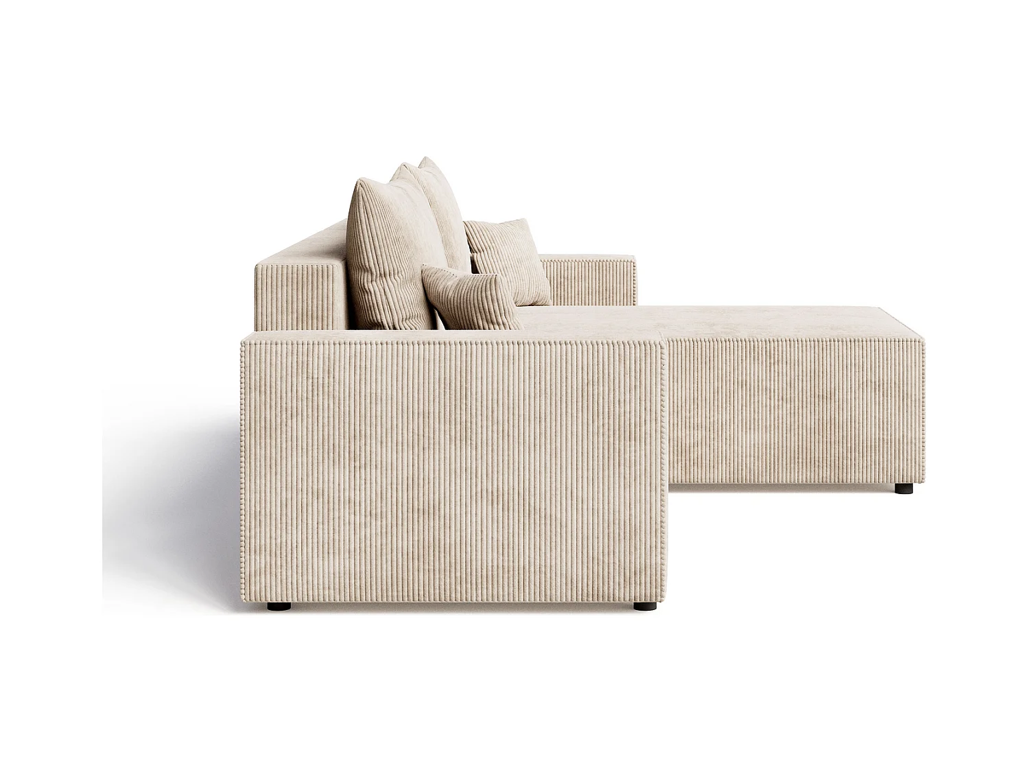 Emporius Lugo Hoekbank 250 cm - L-Vorm, sofa met slaapfunctie, rechts, ribfluweel Beige (LincolnD 4)
