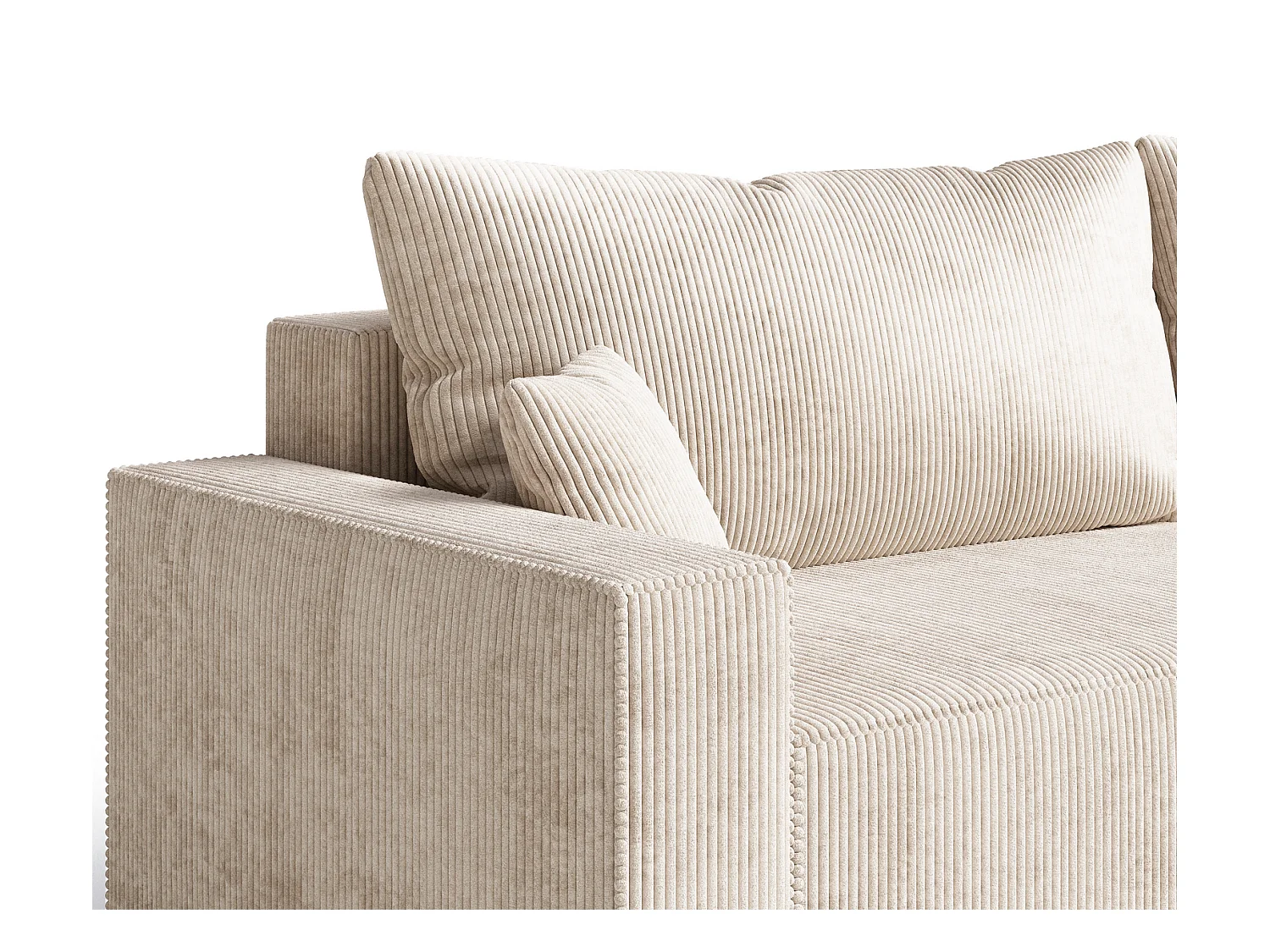Emporius Lugo Hoekbank 250 cm - L-Vorm, sofa met slaapfunctie, rechts, ribfluweel Beige (LincolnD 4)
