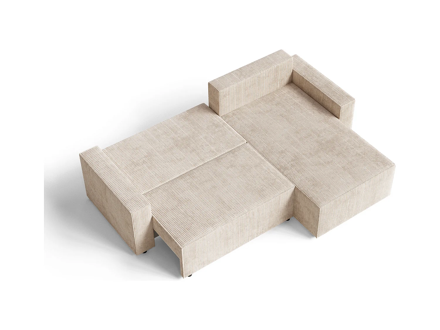 Emporius Lugo Hoekbank 250 cm - L-Vorm, sofa met slaapfunctie, rechts, ribfluweel Beige (LincolnD 4)