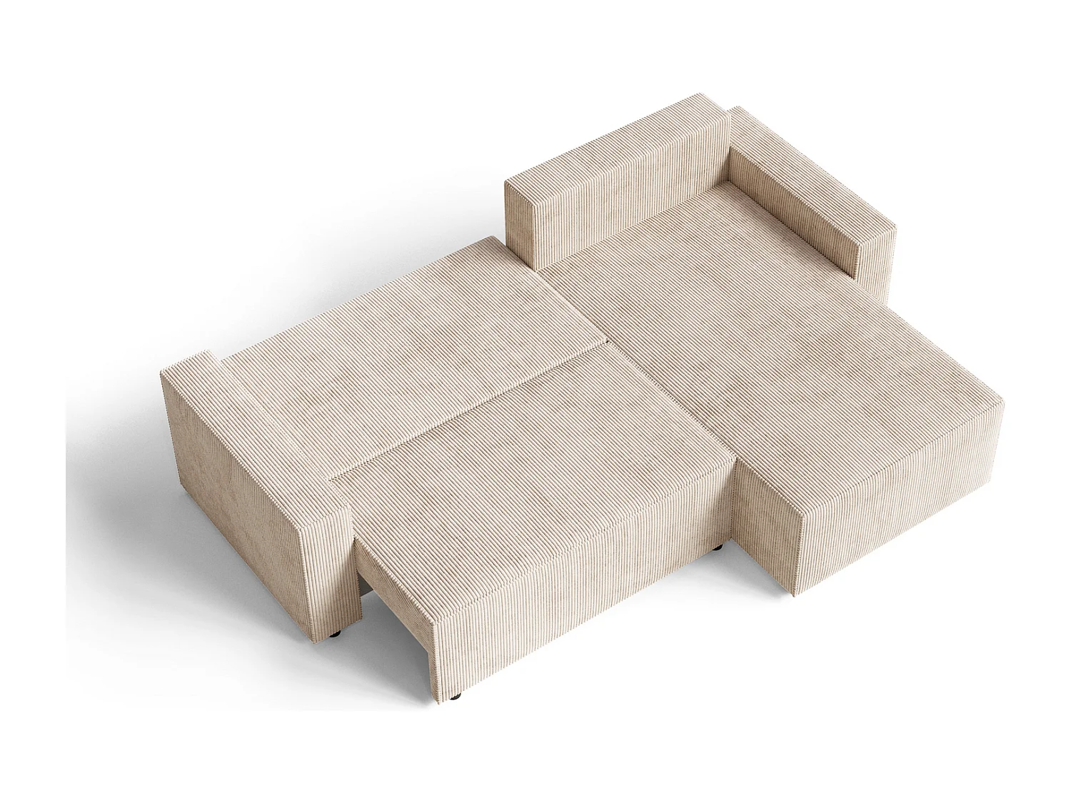 Emporius Lugo Canapé d'angle Convertible - Tissu Velours Côtelé, Canapé d'angle avec Rangement - Droite, Beige (LincolD 4)