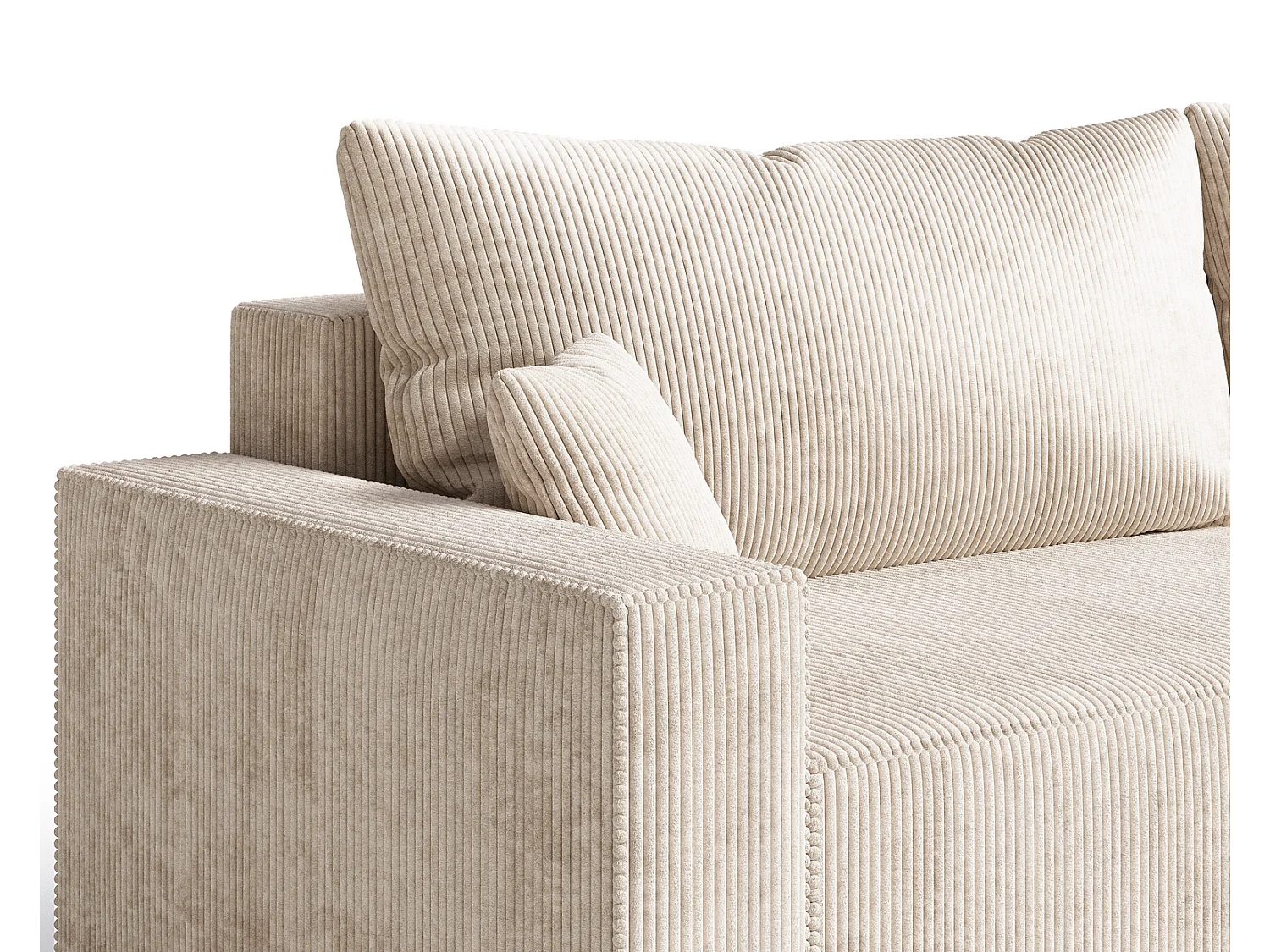 Emporius Lugo Hoekbank 250 cm - L-Vorm, sofa met slaapfunctie, rechts, ribfluweel Beige (LincolnD 4)