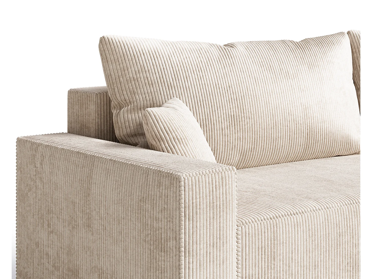 Hoekbank met slaapfunctie Lugo 250 cm, L-vorm, sofa, rechts, ribfluweel beige
