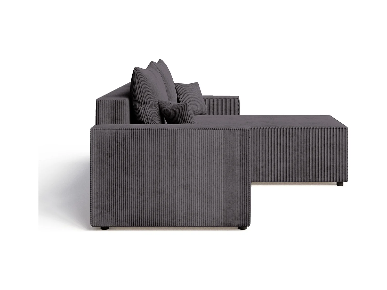 Emporius Lugo Canapé d'angle Convertible - Tissu Velours Côtelé, Canapé d'angle avec Rangement - Droite, Gris (LincolD 96)