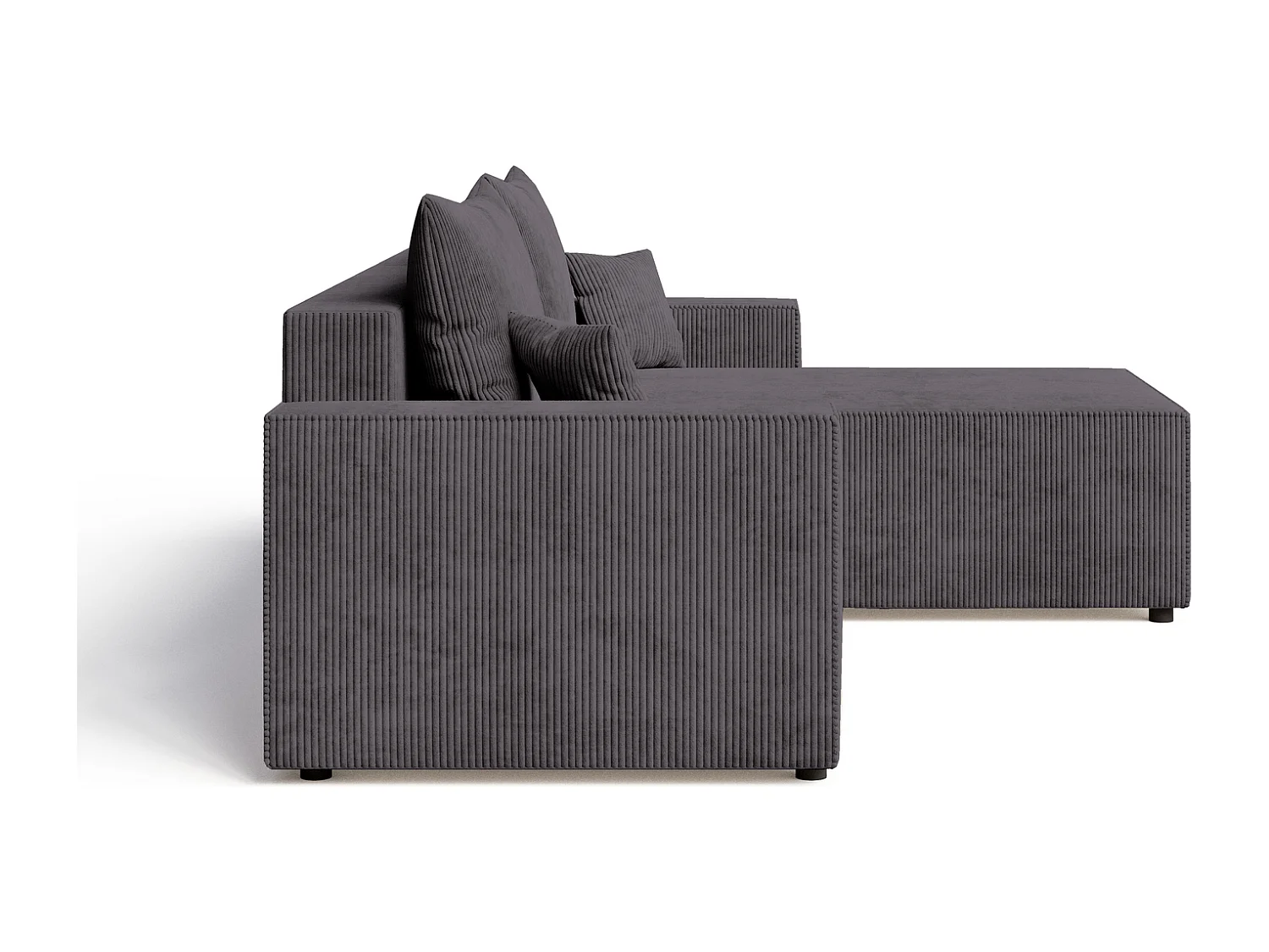 Emporius Lugo Canapé d'angle Convertible - Tissu Velours Côtelé, Canapé d'angle avec Rangement - Droite, Gris (LincolD 96)