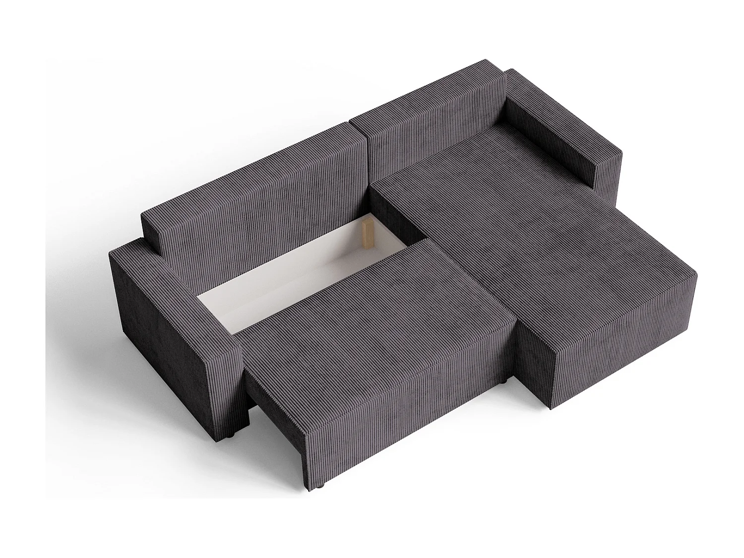 Emporius Lugo Canapé d'angle Convertible - Tissu Velours Côtelé, Canapé d'angle avec Rangement - Droite, Gris (LincolD 96)