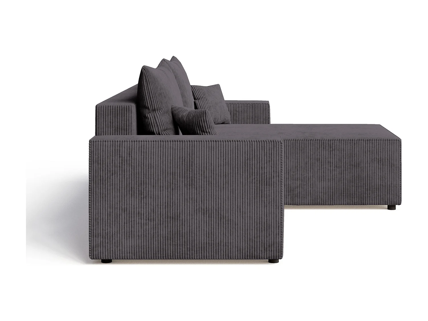 Emporius Lugo Hoekbank 250 cm - L-Vorm, sofa met slaapfunctie, rechts, ribfluweel Grijs (LincolnD 96)