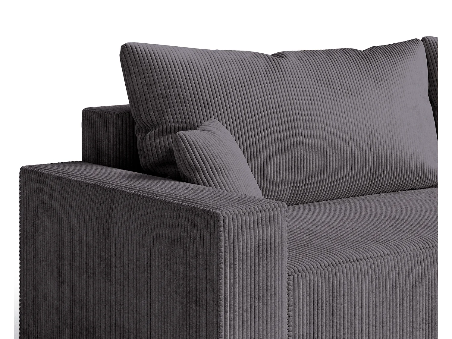 Emporius Lugo Hoekbank 250 cm - L-Vorm, sofa met slaapfunctie, rechts, ribfluweel Grijs (LincolnD 96)