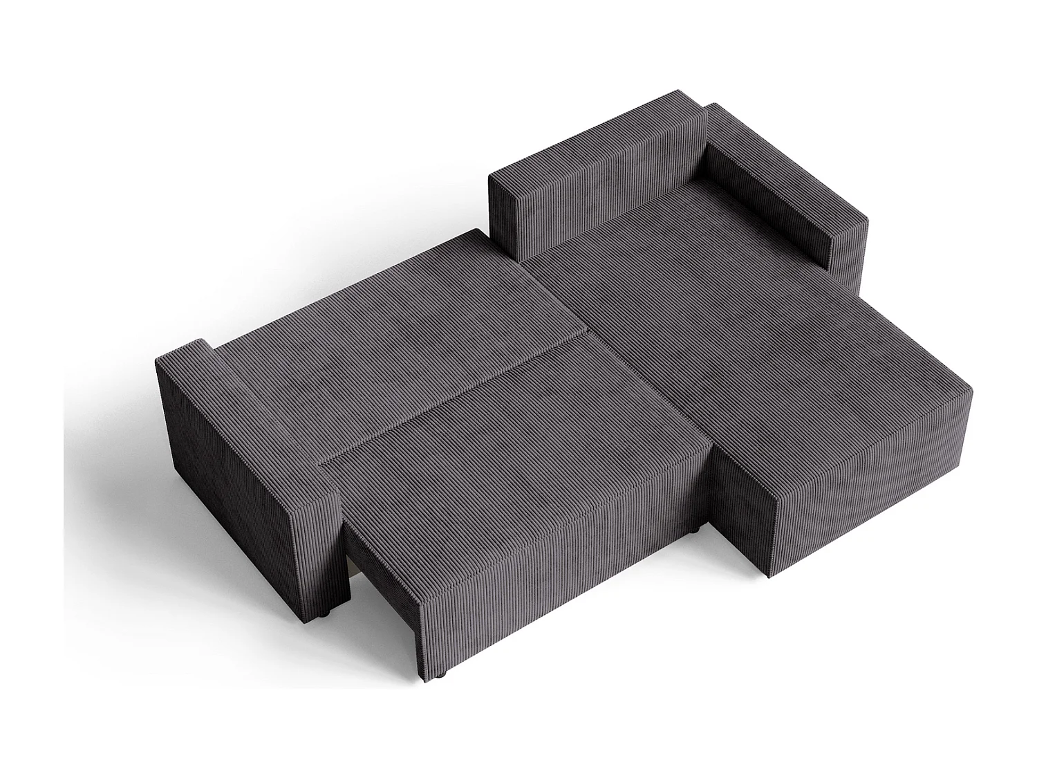 Emporius Lugo Hoekbank 250 cm - L-Vorm, sofa met slaapfunctie, rechts, ribfluweel Grijs (LincolnD 96)