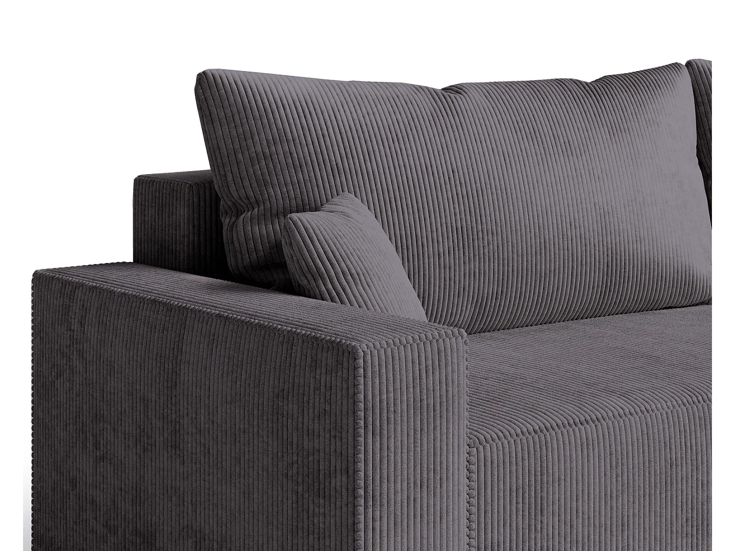 Hoekbank met slaapfunctie Lugo 250 cm, L-vorm, sofa, rechts, ribfluweel grijs