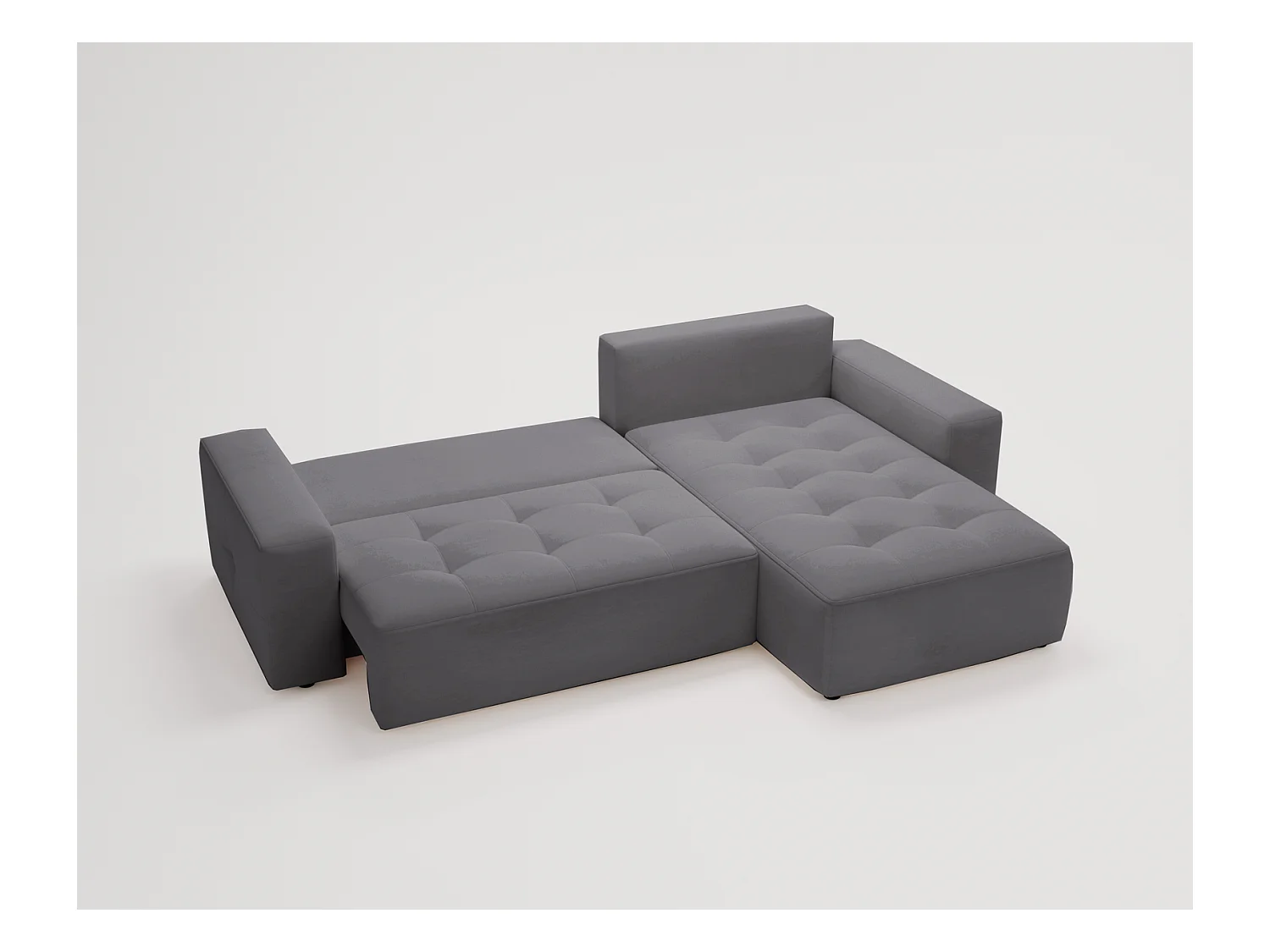 Emporius Nevada Canapé d'angle avec Rangement, Convertible - Tissu Velours, Canapé d'angle 250 cm, 4 Places - Droite, Gris (Trinity 15)