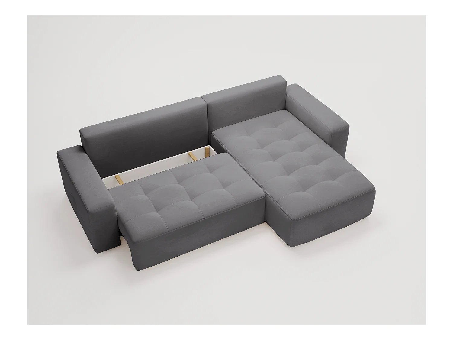 Emporius Nevada Canapé d'angle avec Rangement, Convertible - Tissu Velours, Canapé d'angle 250 cm, 4 Places - Droite, Gris (Trinity 15)