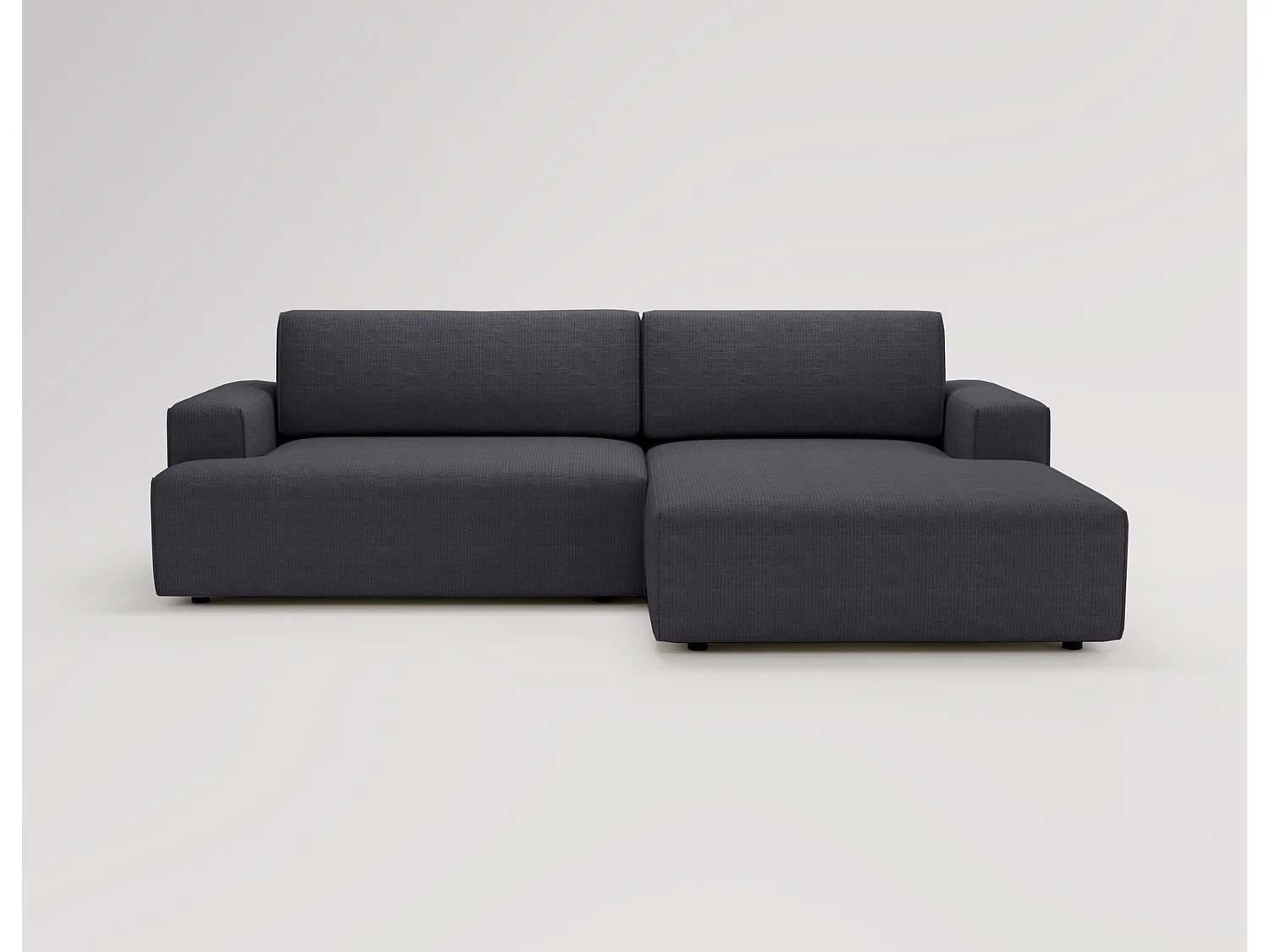 Canapé d'angle convertible Boston, canapé-lit 270 cm avec coffre de rangement, 4 places, droit, noir