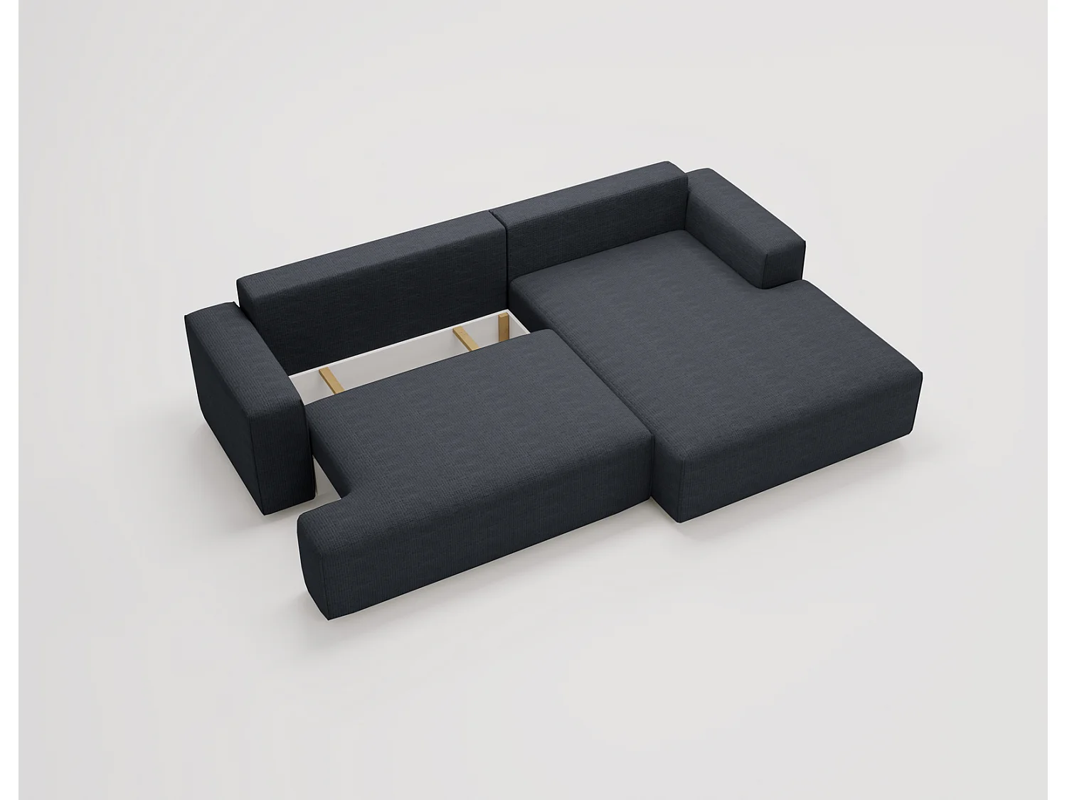 Canapé d'angle convertible Boston, canapé-lit 270 cm avec coffre de rangement, 4 places, droit, noir