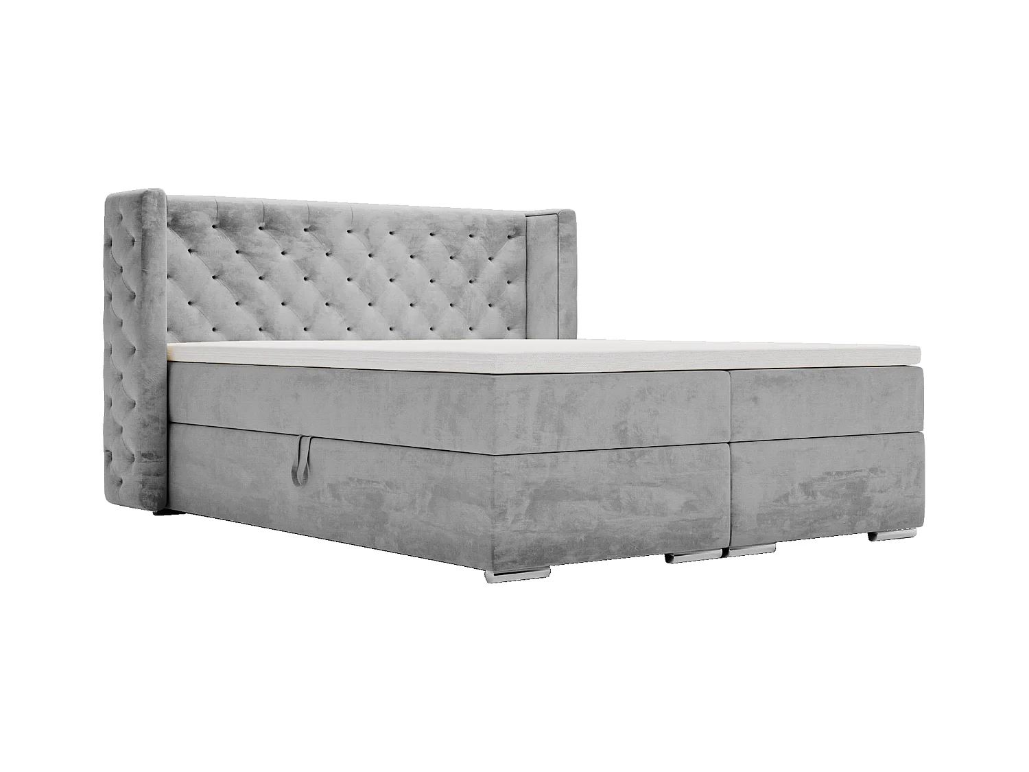 Emporius Valencia Box Lit adulte 180x200 cm - Lit avec matelas, Rangement, surmatelas, - lit double 180x200 Gris (Magic Velvet 2217)