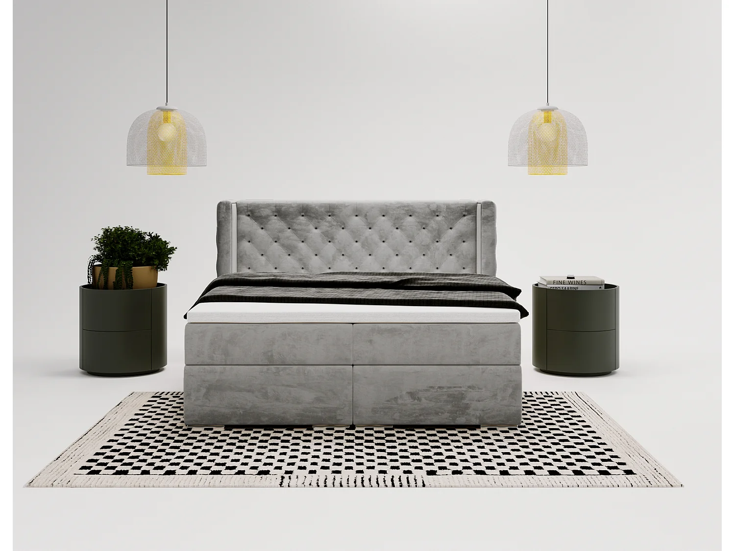 Emporius Valencia Box Lit adulte 180x200 cm - Lit avec matelas, Rangement, surmatelas, - lit double 180x200 Gris (Magic Velvet 2217)