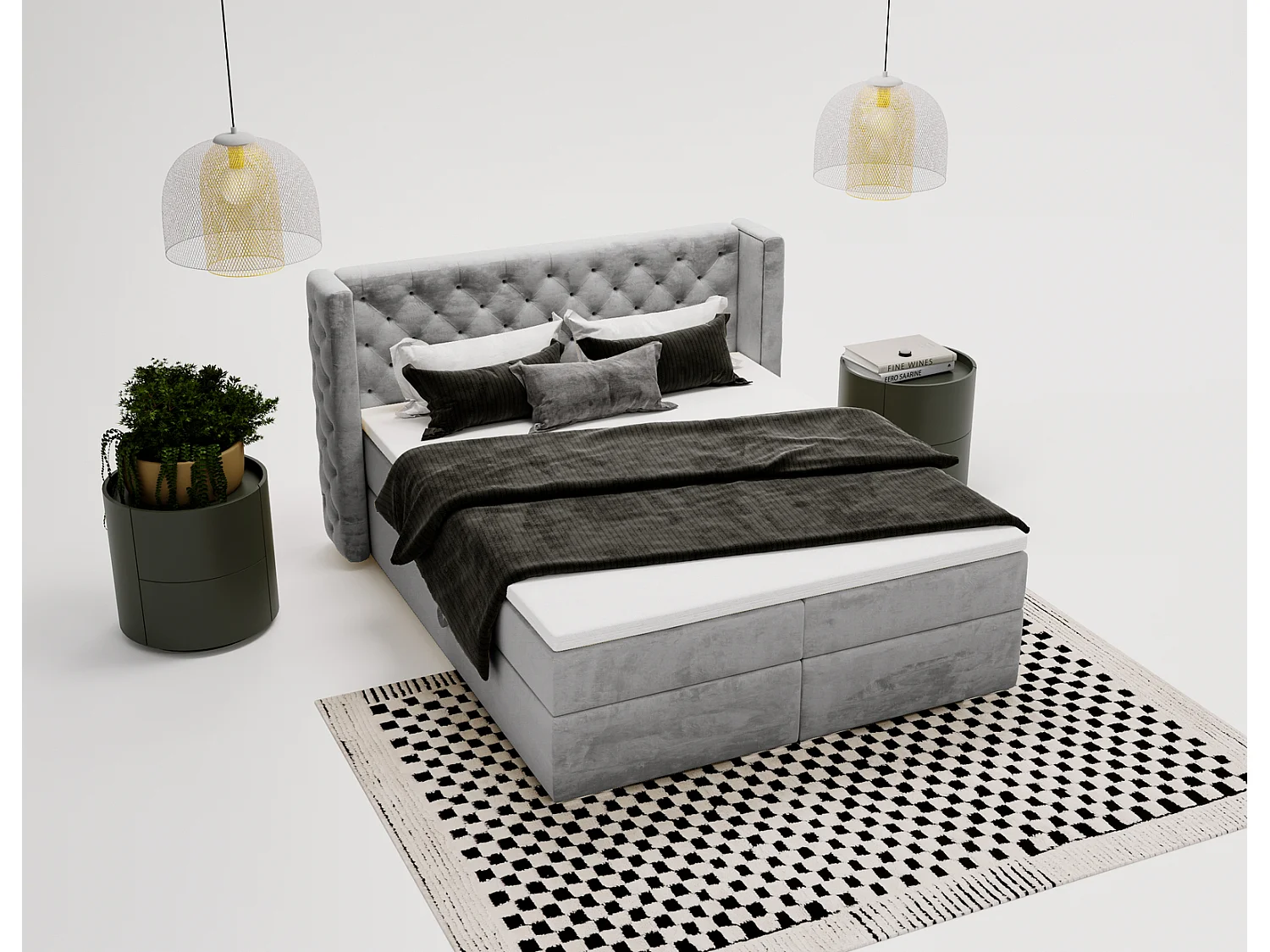 Emporius Valencia Box Lit adulte 180x200 cm - Lit avec matelas, Rangement, surmatelas, - lit double 180x200 Gris (Magic Velvet 2217)