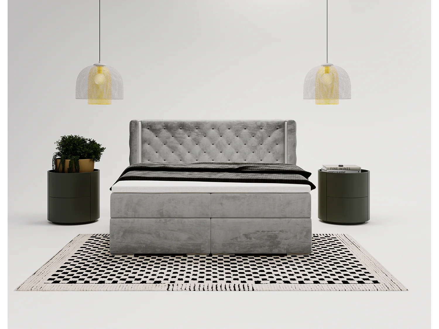 Emporius Valencia Box Lit adulte 160x200 cm - Lit avec matelas, Rangement, surmatelas, - lit double 160x200 Gris (Magic Velvet 2217)