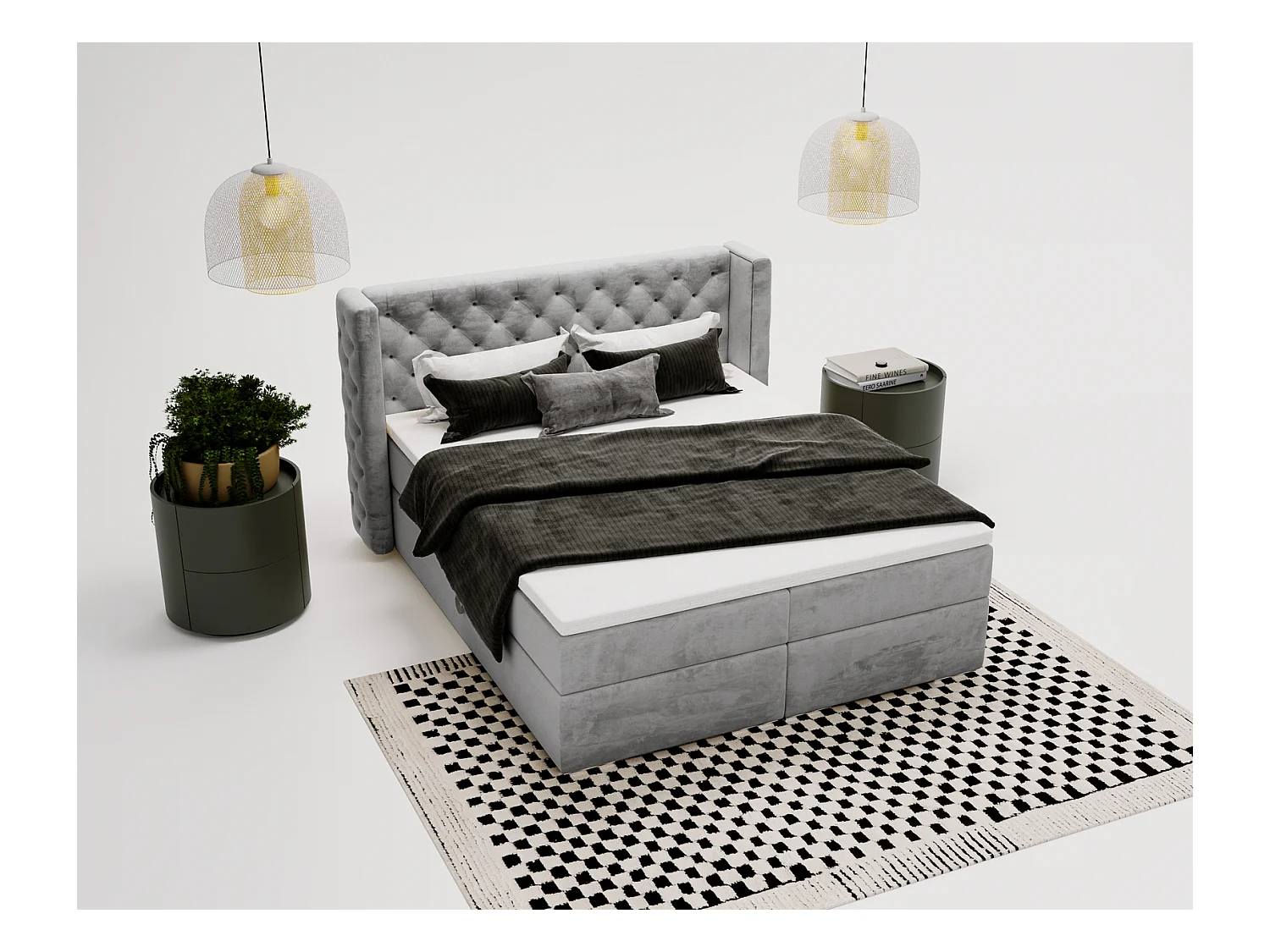 Emporius Valencia Box Lit adulte 140x200 cm - Lit avec matelas, Rangement, surmatelas, - lit double 140x200 Gris (Magic Velvet 2217)