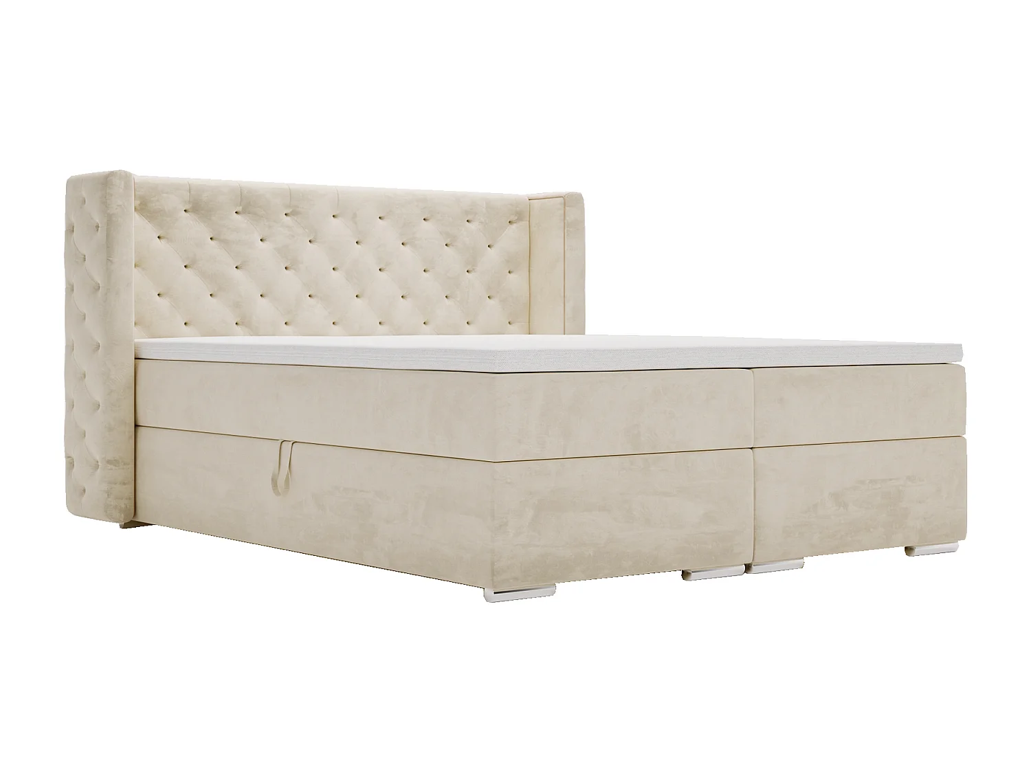 Emporius Valencia Box Lit adulte 160x200 cm - Lit avec matelas, Rangement, surmatelas, - lit double 160x200 Beige (Magic Velvet 2201)