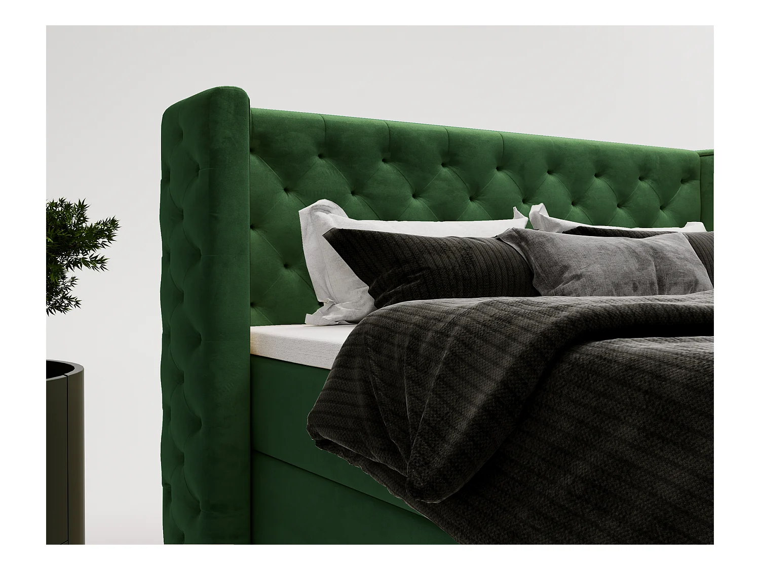 Emporius Valencia Box Lit adulte 180x200 cm - Lit avec matelas, Rangement, surmatelas, - lit double 180x200 Vert (Magic Velvet 2225)