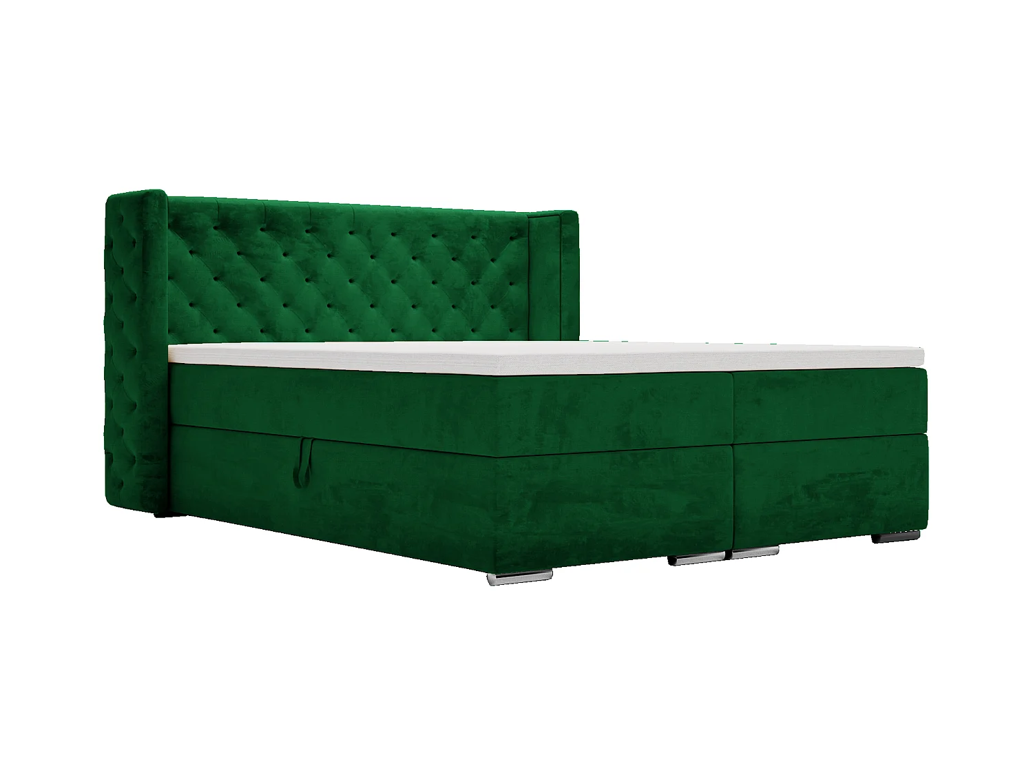 Emporius Valencia Box Lit adulte 180x200 cm - Lit avec matelas, Rangement, surmatelas, - lit double 180x200 Vert (Magic Velvet 2225)