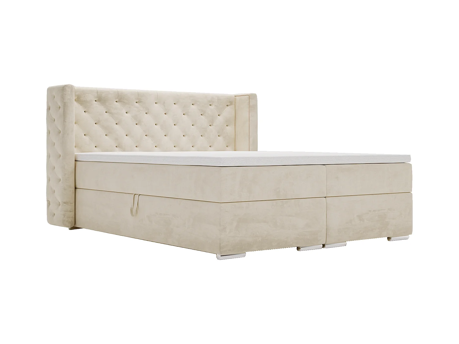 Emporius Valencia Box Lit adulte 140x200 cm - Lit avec matelas, Rangement, surmatelas, - lit double 140x200 Beige (Magic Velvet 2201)