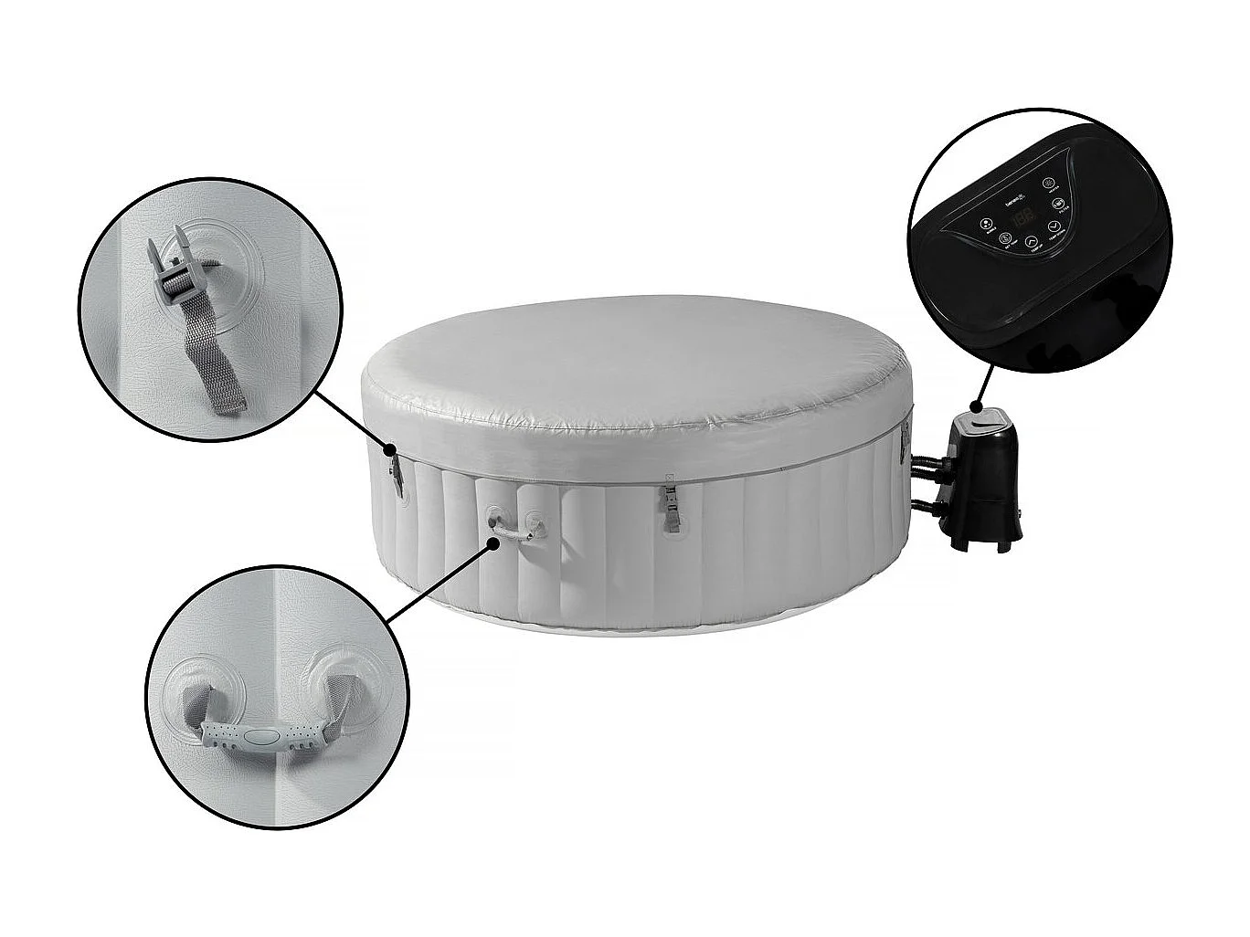 Spa insuflável para 4 pessoas "Santorini" - 180 x 180 x 65 cm - Cinza