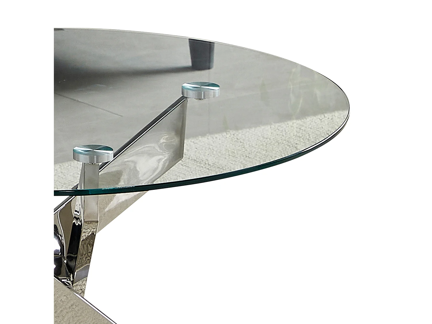 Table basse ronde - Verre trempé transparent - Métal argenté - CHIARA