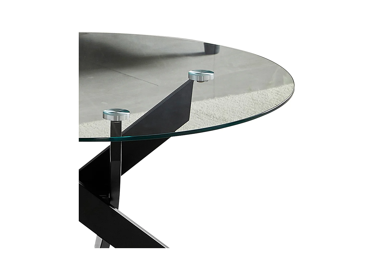 Table basse ronde - Verre trempé transparent - Métal noir - CHIARA