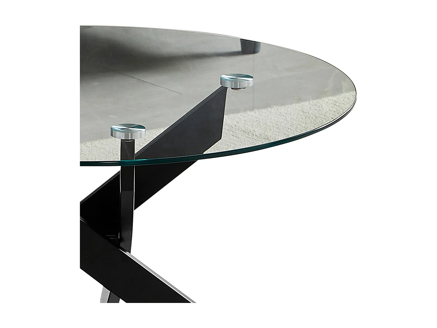 Table basse ronde - Verre trempé transparent - Métal noir - CHIARA