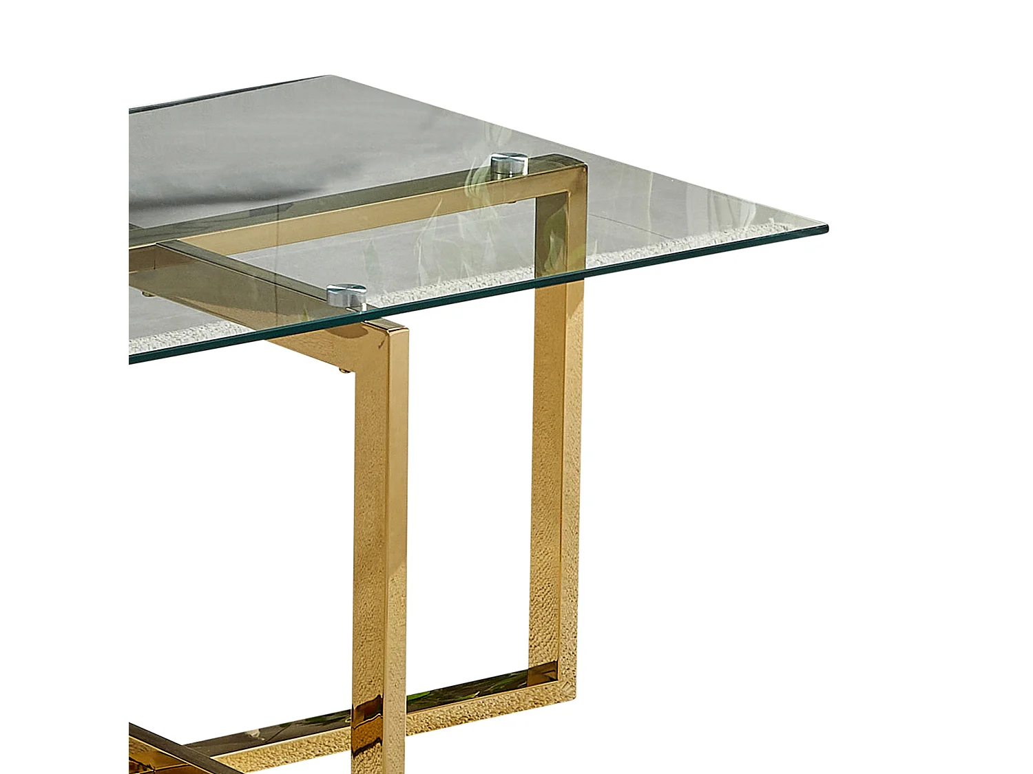 Table basse rectangulaire - Verre trempé transparent - Métal doré - CHIARA