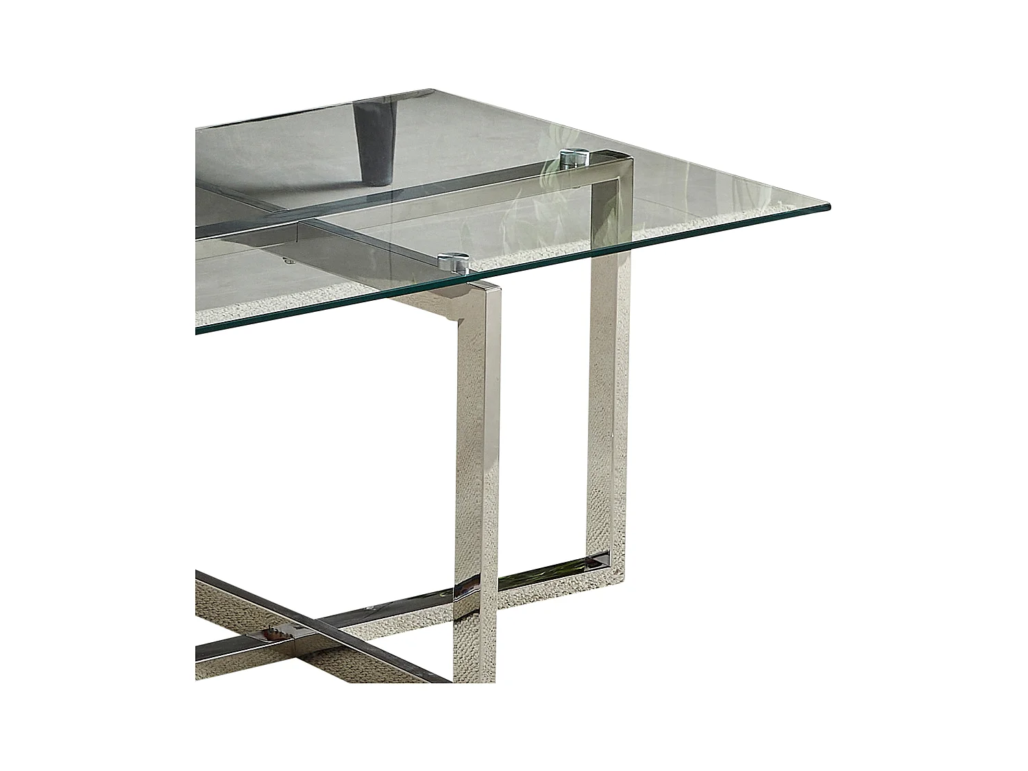 Salontafel rechthoekig - Gehard glas transparant - Zilverkleurig metaal