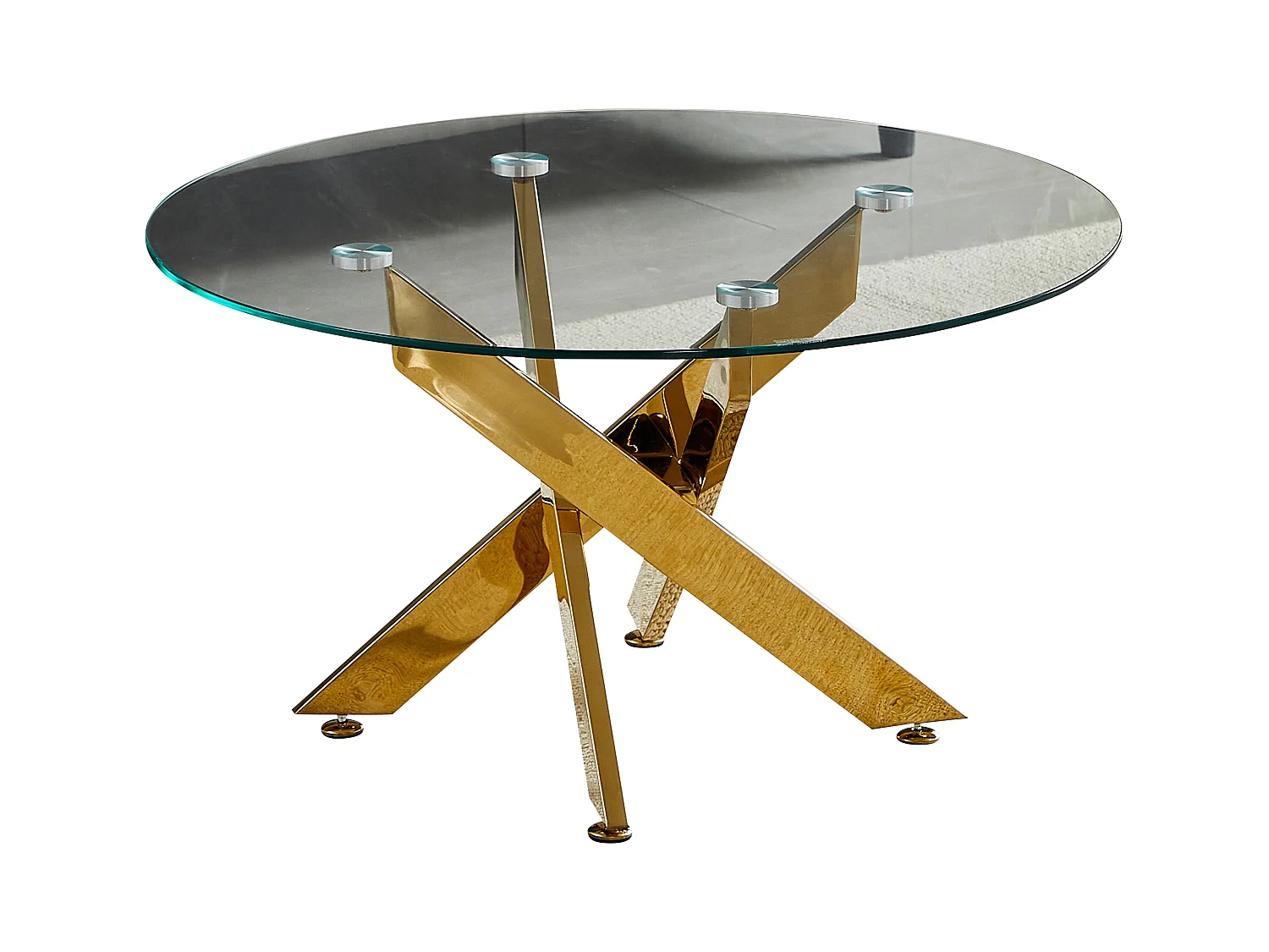 Table basse ronde - Verre trempé transparent - Métal doré - CHIARA